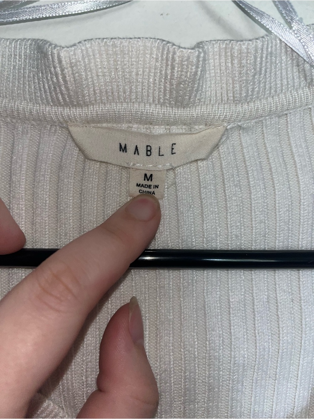 MARBLE White Ribbed Ruffle-Trim Cardigan - Picture 5 of 5